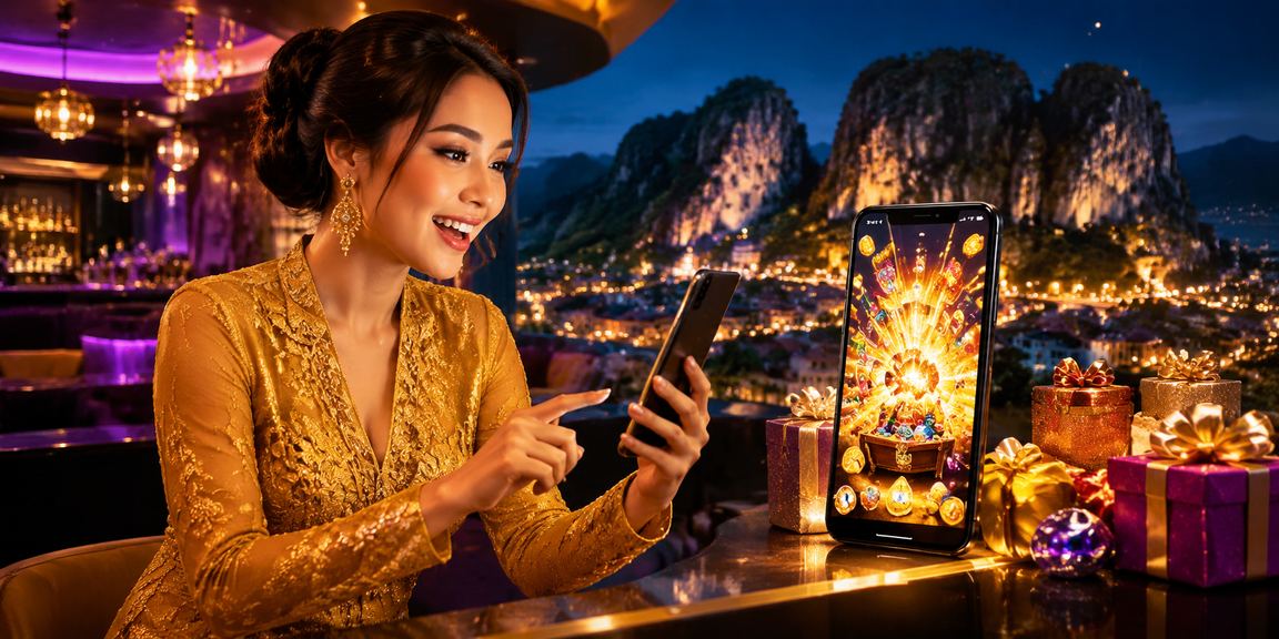 Pengguna wanita di Ipoh mengakses nk250 secara bertanggungjawab sambil memakai kebaya